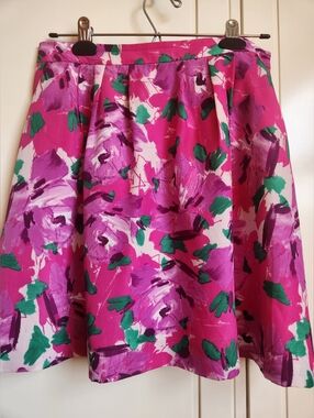 J Crew  Lavender Rose toned foral print skirt pockets Lined Size 4